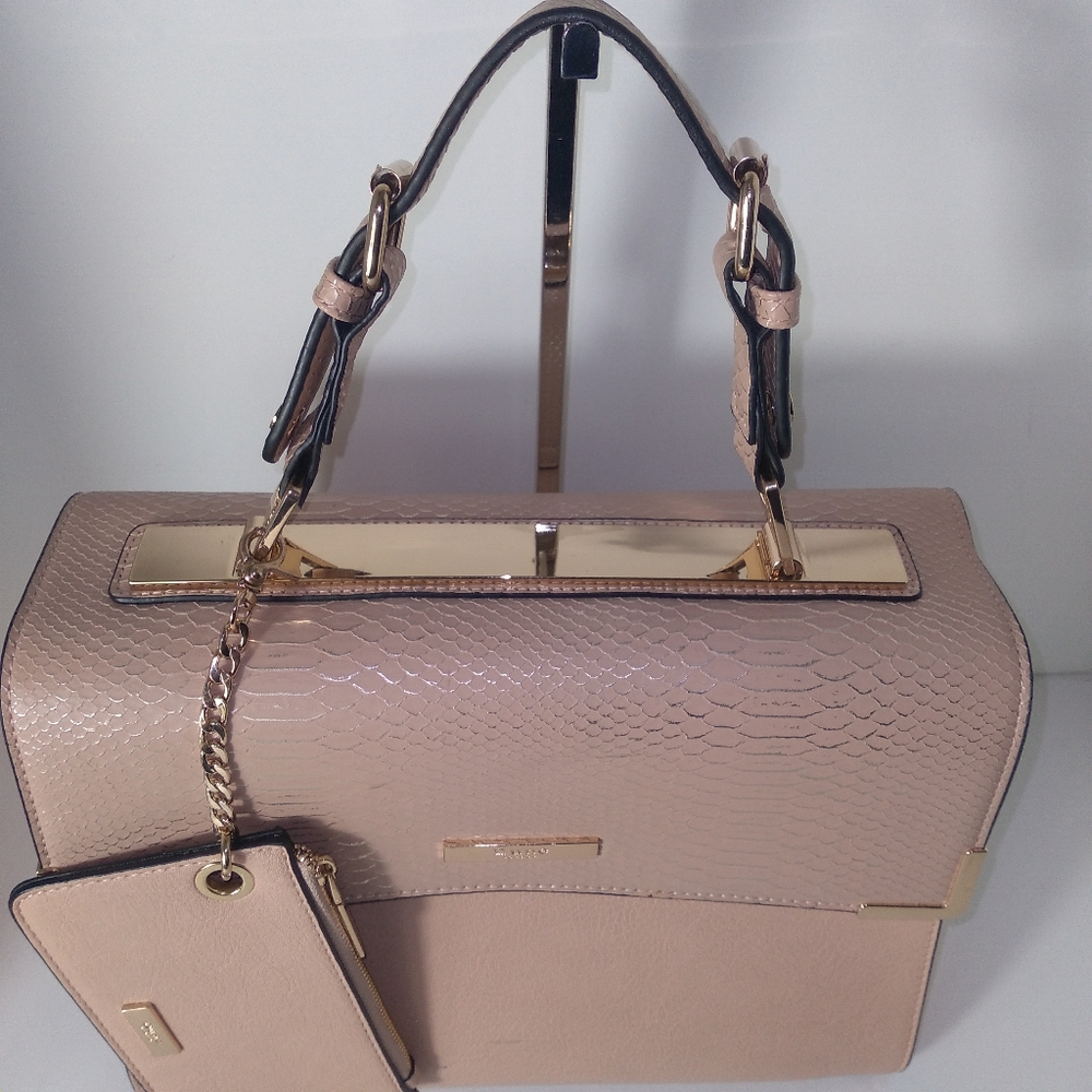 Dune London Pink/Rose Gold Faux Snakeskin Print Hand-Held Bag - Picture 8 of 17